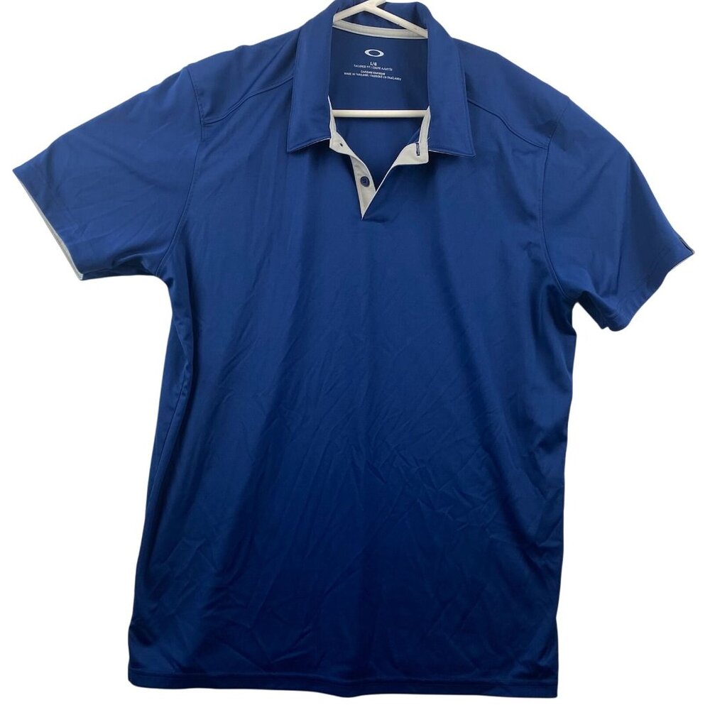 Oakley Men's Polo Shirt Large Blue Tailored Fit 100% Polyester